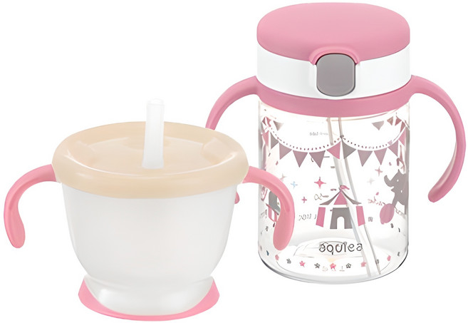 릿첼 AQ 첫걸음 머그 150ml + 빨대컵 200ml 세트, 1세트, 핑크