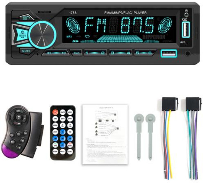 안드로이드 올인원 오토 SINOVCLE 자동차 라디오 1din Srereo 블루투스 MP3 플레이어 FM 리시버 리모컨 AUX USB TF 카드 포함 대시 키트, Radio With FK, 2) Radio With FK, 1개