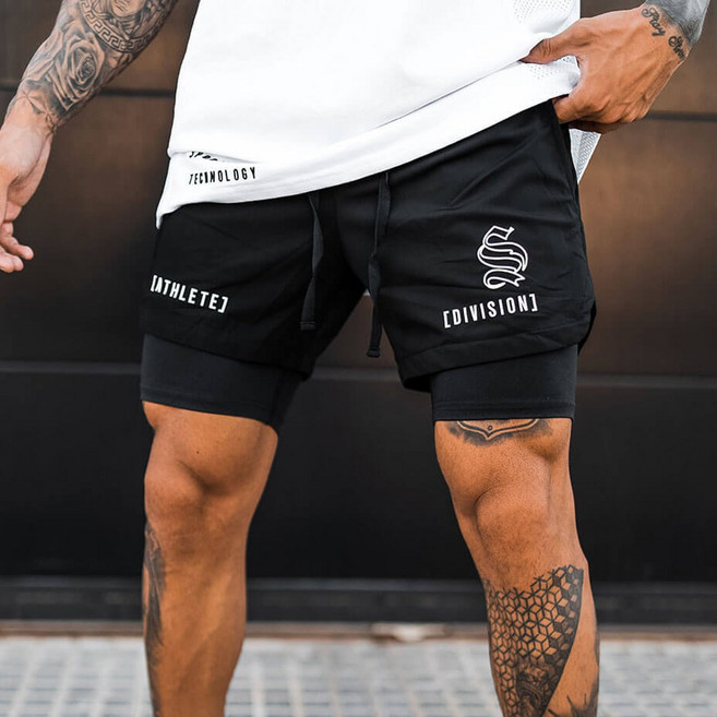 힙샵 남성 2in1 투인원 레깅스 트레이닝 팬츠 반바지 일체형 런닝팬츠 마라톤팬츠