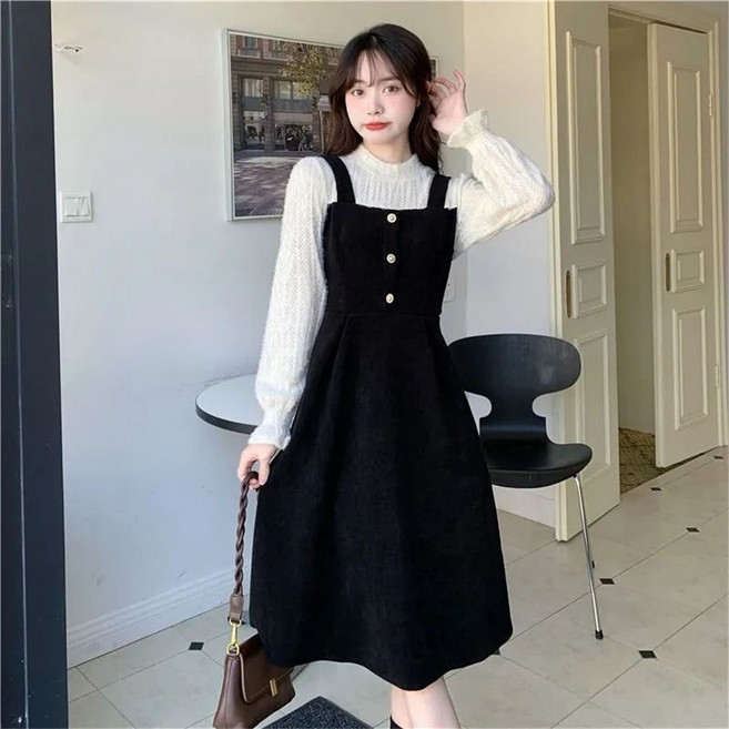 여성투피스 여성세트 슬림핏 여성니트 + 나시원피스 스웨터 미니원피스 XCS26010433 32