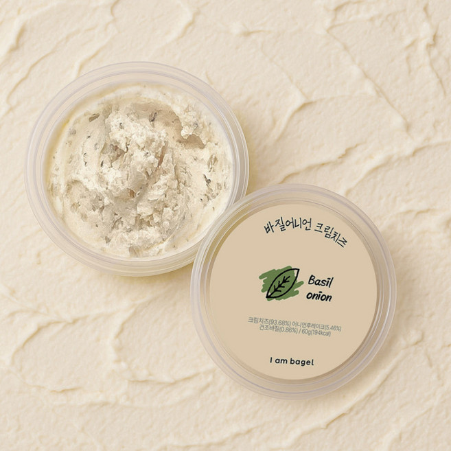 아이엠베이글 바질어니언 크림치즈. 허브향 가득 샌드위치용 스프레드, 60g, 1개
