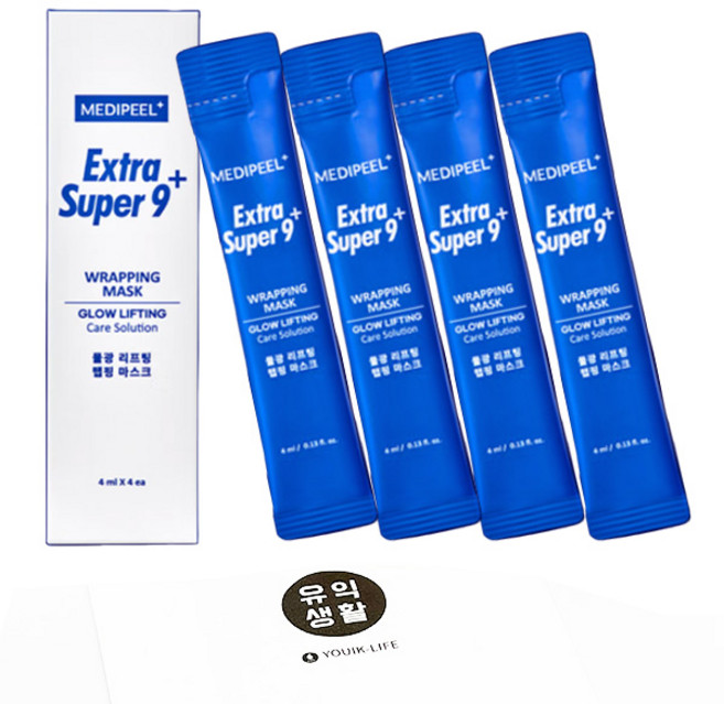유익생활 메디필 엑스트라 슈퍼 9 파랑 물광 리프팅 랩핑마스크 4ml +사은품(랜덤), 3개, 4개입