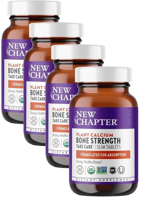 뉴챕터 식물성칼슘 본스트렝스 비타민 D3 K2 마그네슘 New Chapter Born Strength, 4개, 180정 - 쿠팡