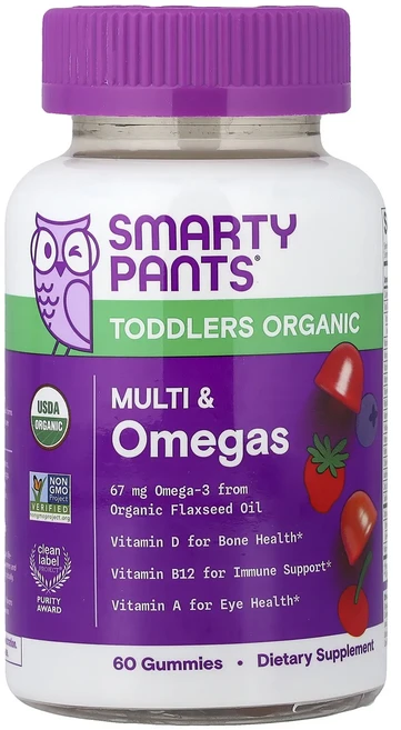 SmartyPants 토들러 유기농 멀티 및 오메가 구미젤리 체리 및 혼합 베리 구미젤리 60개, SmartyPants토들러유기농멀티및오메가구미젤리체리및 - 쿠팡