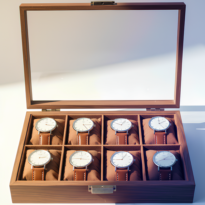 Obhor 시계보관함, 1개, 원목+8구
