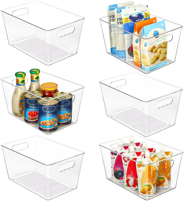 Vtopmart 다용도 수납 트레이 바구니 정리함, 6개, 투명