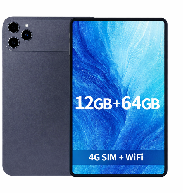 10.1인치 태블릿 PC HD 디스플레이 12GB+64GB 10000mAh 4G LTE WiFi 지원 학습용 영상용 가성비, Wi-Fi + 셀룰러, 64GB, 그레이 컬러