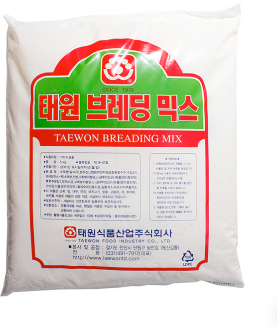 태원식품 후라이드 치킨파우더 브레딩 믹스, 5kg, 24개