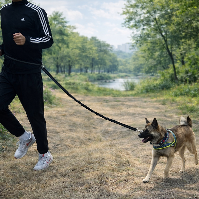 펫온즈 강아지 핸즈프리 리드줄 허리착용 탄성스트랩 러닝 조깅용, 1개