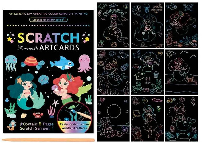레인보우 컬러 스크래치 아트 페인팅 종이 카드 키트 만화 공룡 매직 드로잉 보드 어린이 DIY 교육 완구 크리스마스 211147