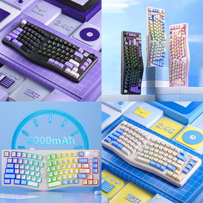 [cy] 레오보그 LEOBOG Alice A75 객제화 기계식 게이밍 키보드 TOP구조 핫스왑DIY 83키75%배열 4000mah 무선3모드, 키보드완제품-화이트블루, 바비축