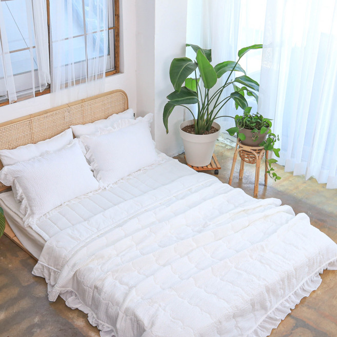 슬리안 국내생산 고밀도 60수 아사 순면 먼지없는 시원한 리플 여름 쿨 차렵이불 세트