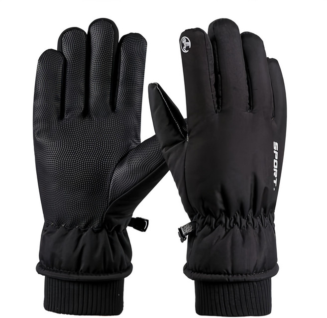 씨티컴퍼니 방한 방수 스마트터치 기모 스키장갑, BLACK, 1개