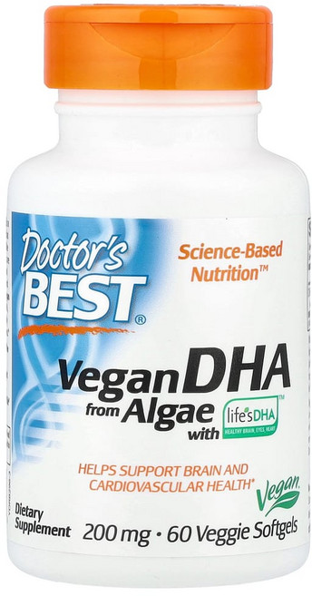 [해외] [Doctor's Best Vegetarian DHA from Algae] 닥터스 베스트 베지테리언 프롬 엘지 200mg 소프트젤 60정, 1개