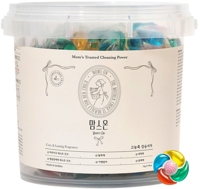 맘스온 초고농축 캡슐세제 코튼향, 1개, 50개입
