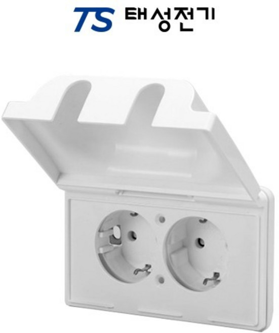 CHEIL 제일전기 디아트 시리즈 홈스위치 콘센트, 디아트화이트, 8. 2구 세로 방우형 콘센트, 1개