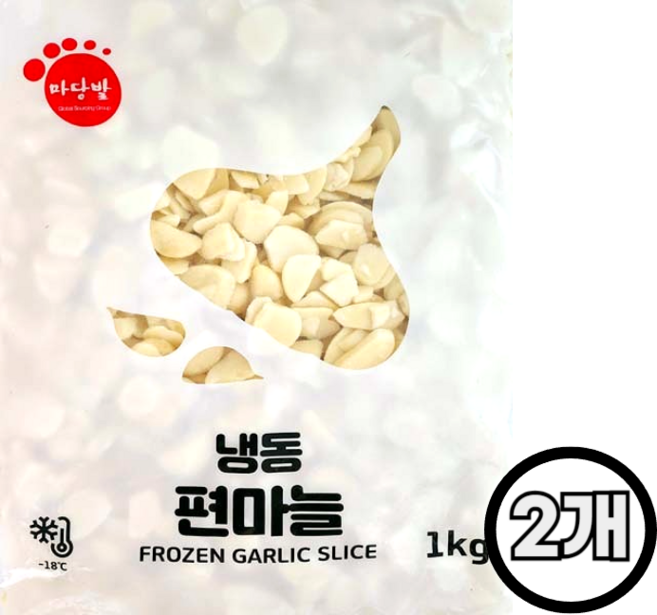마당발 냉동 편마늘, 2개, 1kg