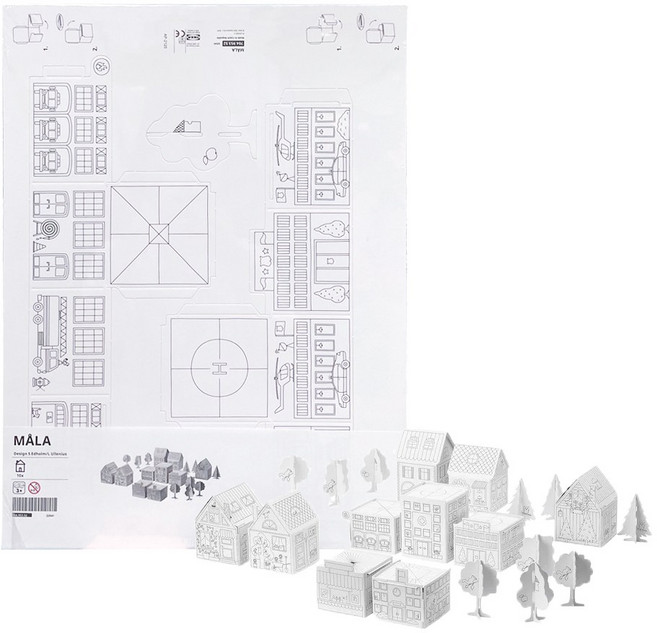 이케아 몰라 종이집 만들기 10개 세트 미술용품 장난감 집콕놀이 색칠 모형, 단일수량