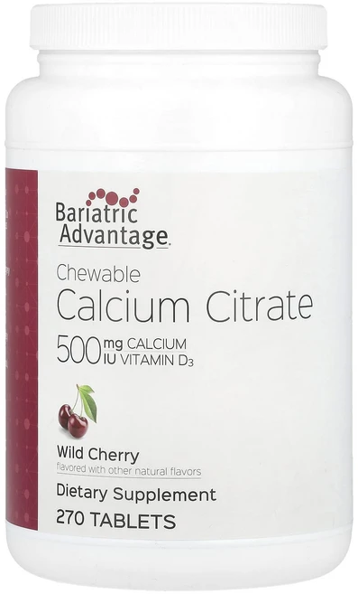 Bariatric Advantage 츄어블 구연산 칼슘 야생 체리 맛 270정, Bariatric Advantage 츄어블 ..., 1개 - 쿠팡