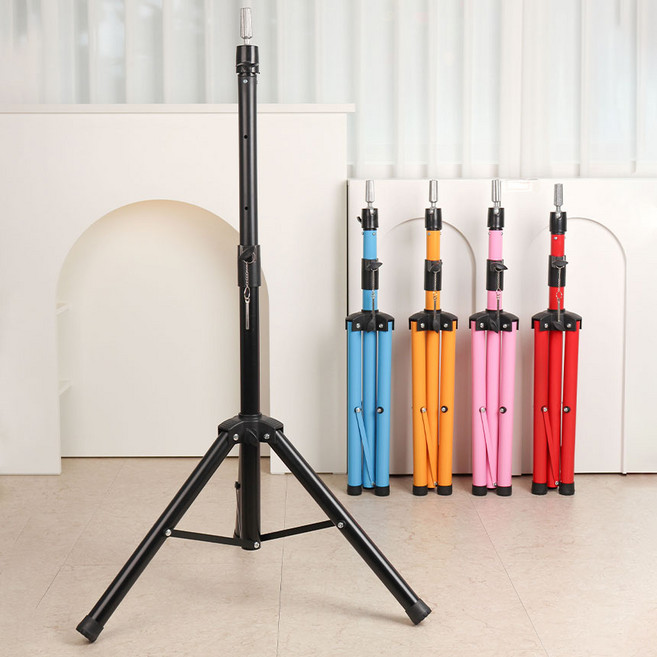 마운틴스톤 라이트락 미용 삼각대 헤어 발판 거치대 홀더 가발 마네킹 스텐드, 1개, 블랙