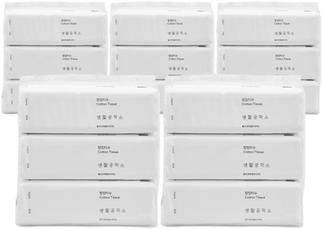 생활공작소 뽑아쓰는 팝업 미용티슈 2겹, 180매, 15개