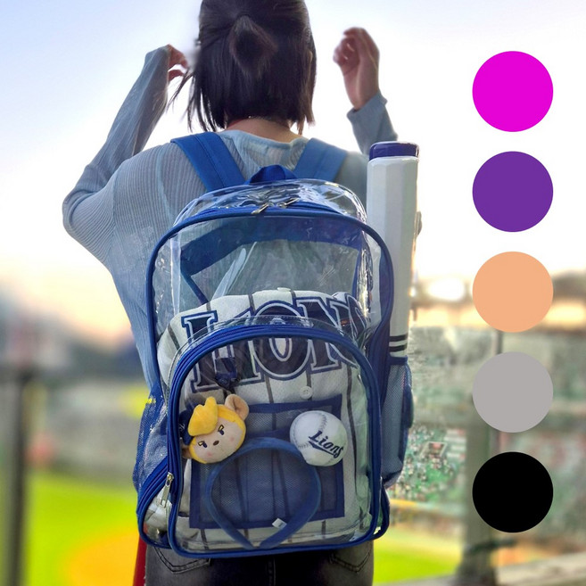 야구장 직관 가방 백팩 응원 여행 물놀이 투명 PVC 크로스백, 1개, 블루