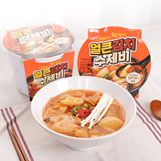 이가자연면 얼큰김치수제비 196g X 6개입 수제비 야식 간식 캠핑, 6개