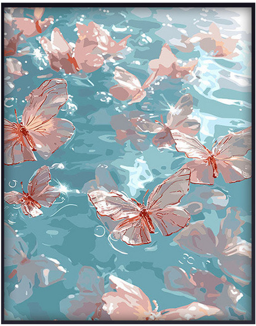 코지하루 DIY 명화그리기 물감 2세트 유화 그림 그리기 아크릴화 40x50, 윤슬과 나비B 40x50 (B601), 1개