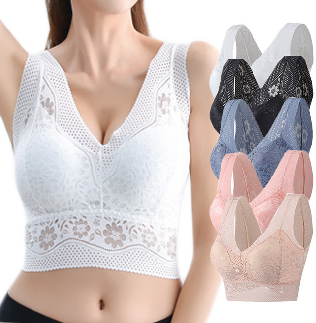 진우 여성 노와이어 심리스 메쉬 브라렛 통기성 에어홀 레이스 브라