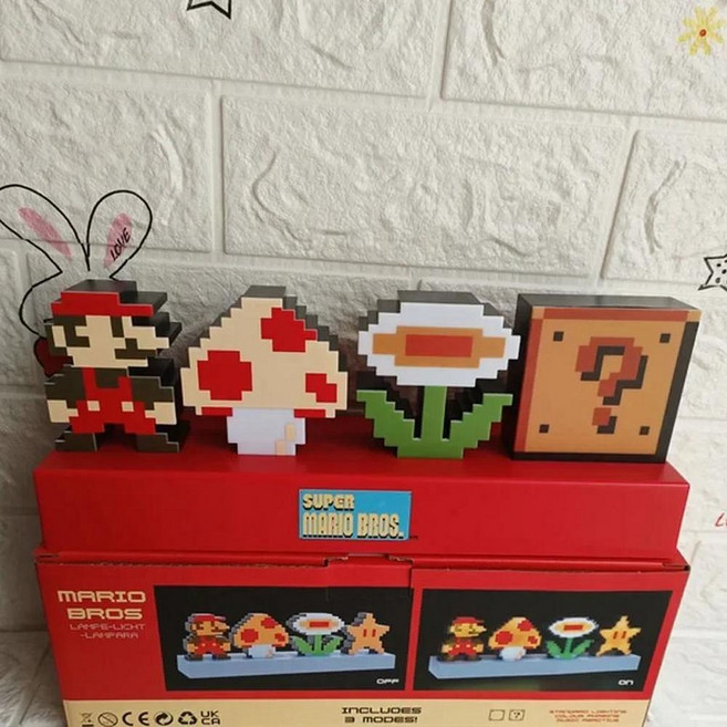 슈퍼 야간 충전 버섯 물음표 브릭 램프 보컬 장식 프로젝터, 4. Red Mario