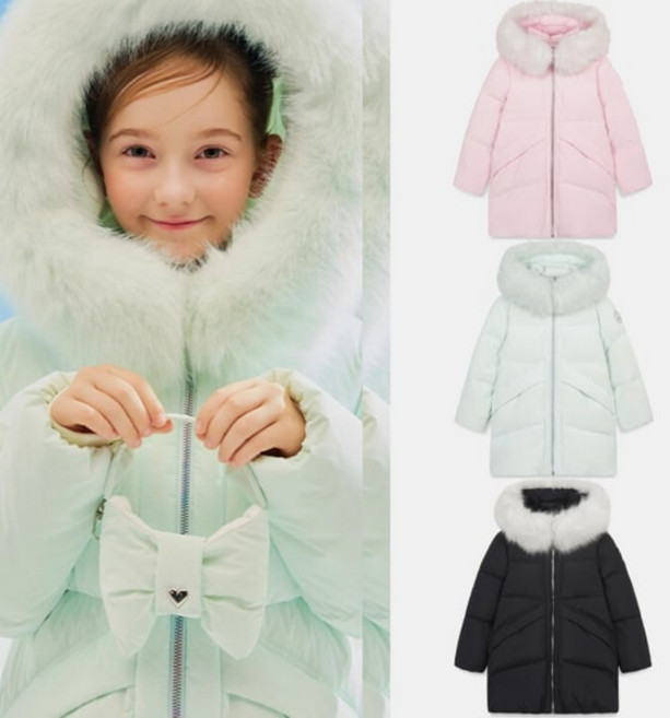 [백화점매장출고] 네파키즈 귀엽고 사랑스러운 걸스 리본 구스 다운 자켓 KL82009