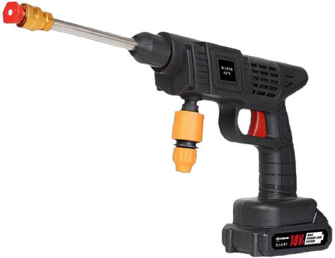 [AC-Mall] 무선 충전 배터리 탑재 고압세차총/뉴 워터건 분사 직사 노즐/세차 야외벽 창문 농약살포가능/자동정지버튼 락기능, 고압세차총 워터건, 201mm