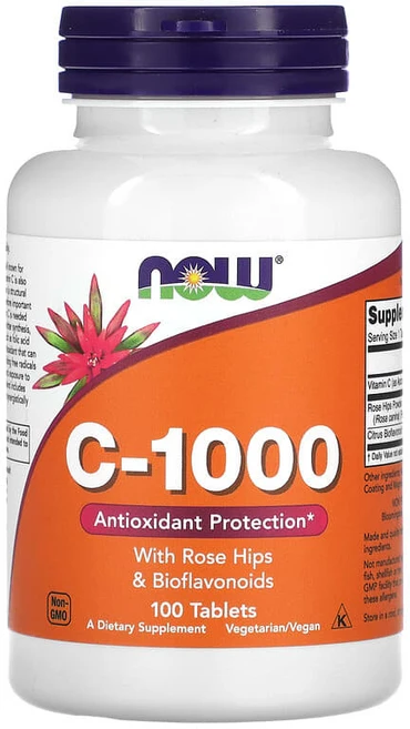NOW Foods C-1000 로즈힙 및 바이오플라보노이드 함유 100정 NOW-00685, 1개 - 쿠팡