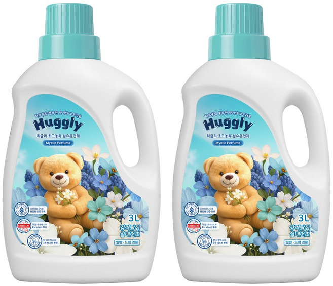 허글리 초고농축 섬유유연제 미스틱퍼퓸, 2개, 3L