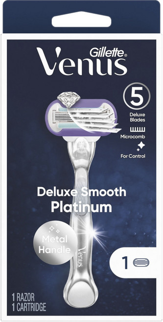 질레트 비너스 디럭스 스무스 플래티넘 여성용 면도기, 1개, 1개입