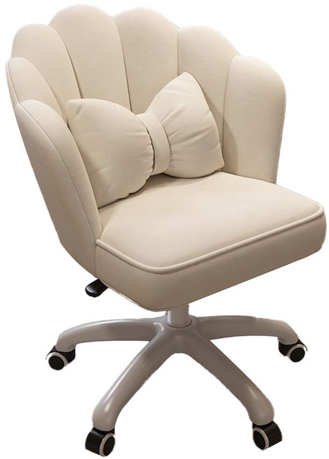 【極美家居】旋轉升降 - 北歐風花瓣造型椅背, 1件, 【米白色】, 米白色