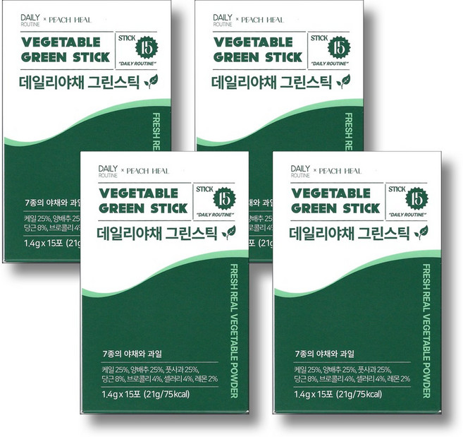 데일리루틴 그린스틱 유기농 동결건조 야채 채소 분말 가루 약사 상담, 1.4g, 60개