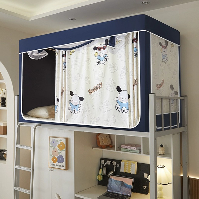 2층 싱글침대 커튼 사각모기장 일체형 침실 1인용 암막커튼