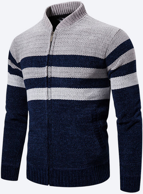 에치케이 남성 포근한 기모 안감 풀 집업 니트 점퍼 차이나넥 오버핏 캐주얼 가디건