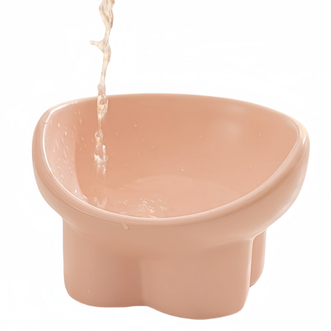 창의성 도자기 고양이 밥그릇 물그릇 애견식기 고양이그릇 반려동물용품, 핑크, 1개