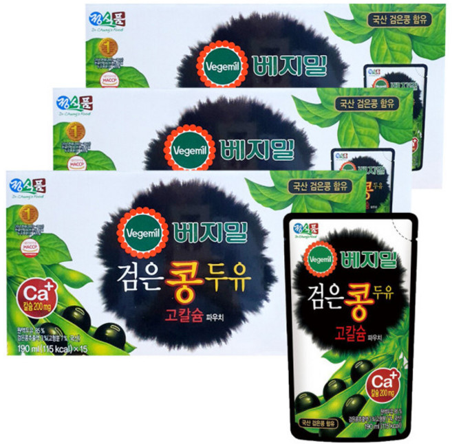 정식품)베지밀 검은콩 고칼슘 두유 파우치 190ml, 30개