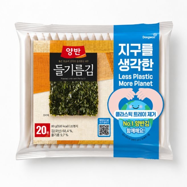 동원 양반 들기름김 식탁 20P 20P 총40봉 에코패키지, 동원 양반 들기름김 식탁 20P+20P (총40봉) 에, 40개, 4g