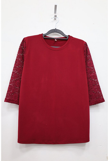 형제상회 여성 7부 망사소매 티셔츠 여름 스판 라운드티 할머니옷 중년여성복 0077SS14