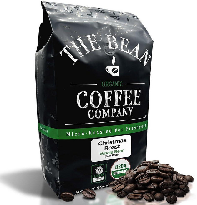The Bean Coffee Company Il Chicco전통 이탈리아 로스트 다크 원두 커피 473.2ml16온스 백 230146, 80온스(1개입), 크리스마스 로스트, 다크 로스트