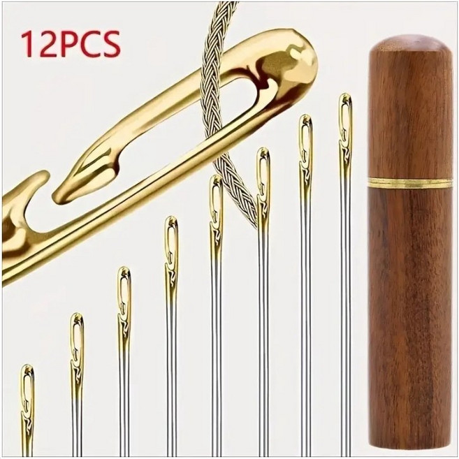 론조모니 휴대용 고급 케이스 12종 반짓고리 세트, 1세트, 브라운