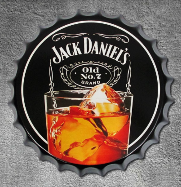 잭다니엘 호프소품 팝아트 철제 비어캡 병뚜껑액자 사이즈 35cm 두께 3.5cm, 1개