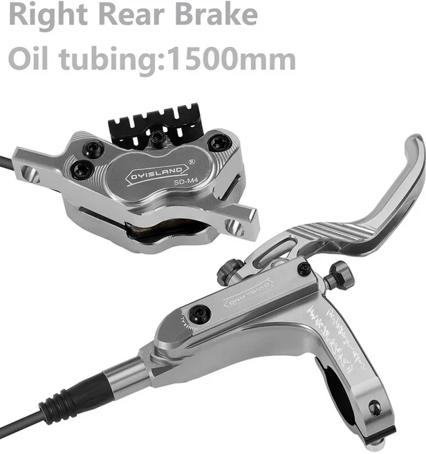 DYISLAND MTB 4피스톤 유압 디스크 브레이크 850mm/1500mm 세라믹 쿨링 패드 오일 프레셔 AM DH 산악 자전, 01 빠른, 07 Titanium-Right Rear
