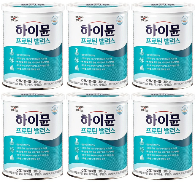 일동후디스 new 하이뮨 프로틴밸런스 6통+보틀1개+스푼2개, 304g, 6개