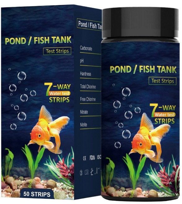 수족관 어항용 7in1 물 테스트 스트립 테스트 키트 피쉬폰드 수질 테스트 PH 염소 경도 50PCS, 1개