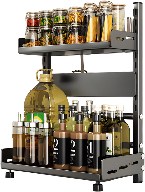 SHYP 다용도 소스통 정리대 양념통 정리 선반 2단, 1개, 멜란지그레이 2단 선반